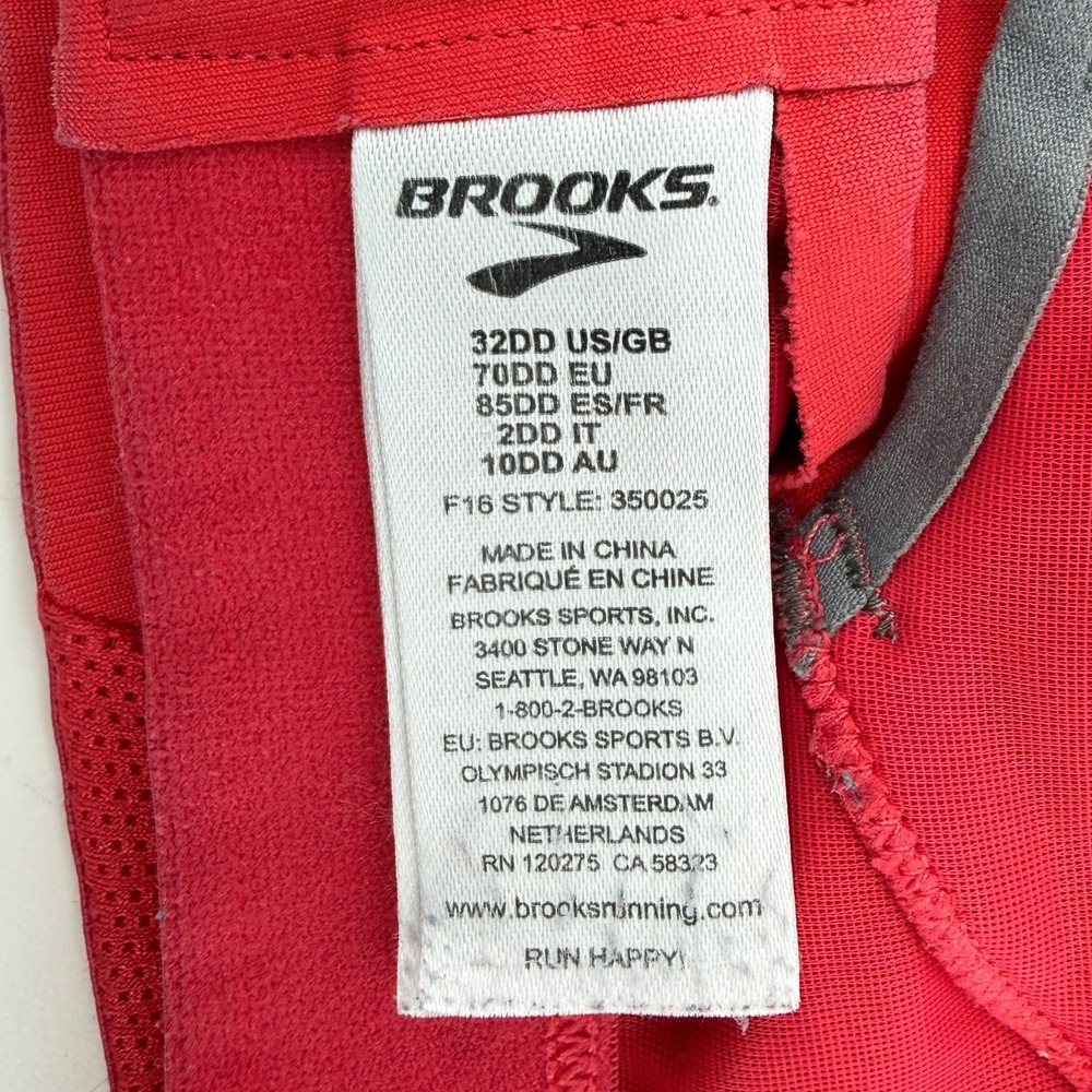 Brooks Moving Comfort Juno Racerback Sports Bra Red 32DD Hook Loop Straps 350025 - Picture 9 of 10